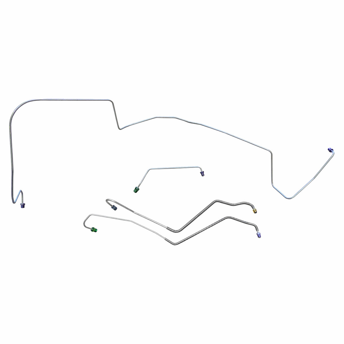 1967 Pontiac GTO Tempest LeMans V8 AT Power Drum Front Brake Line Kit 4pc, OE Steel