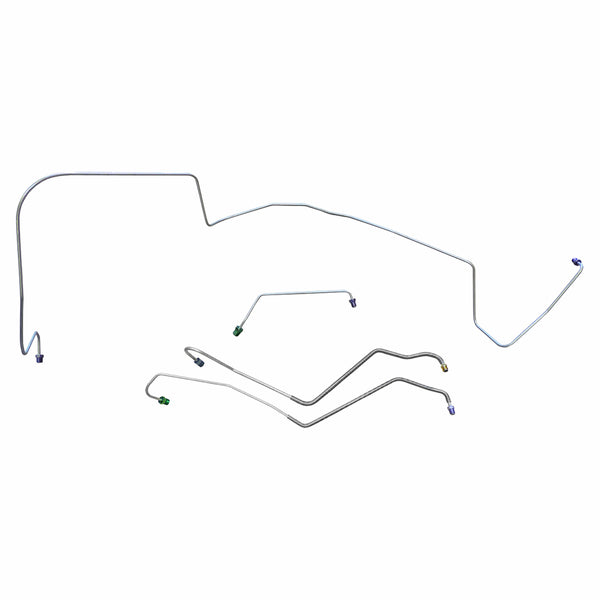 1967 Pontiac GTO Tempest LeMans V8 AT Power Drum Front Brake Line Kit 4pc, OE Steel