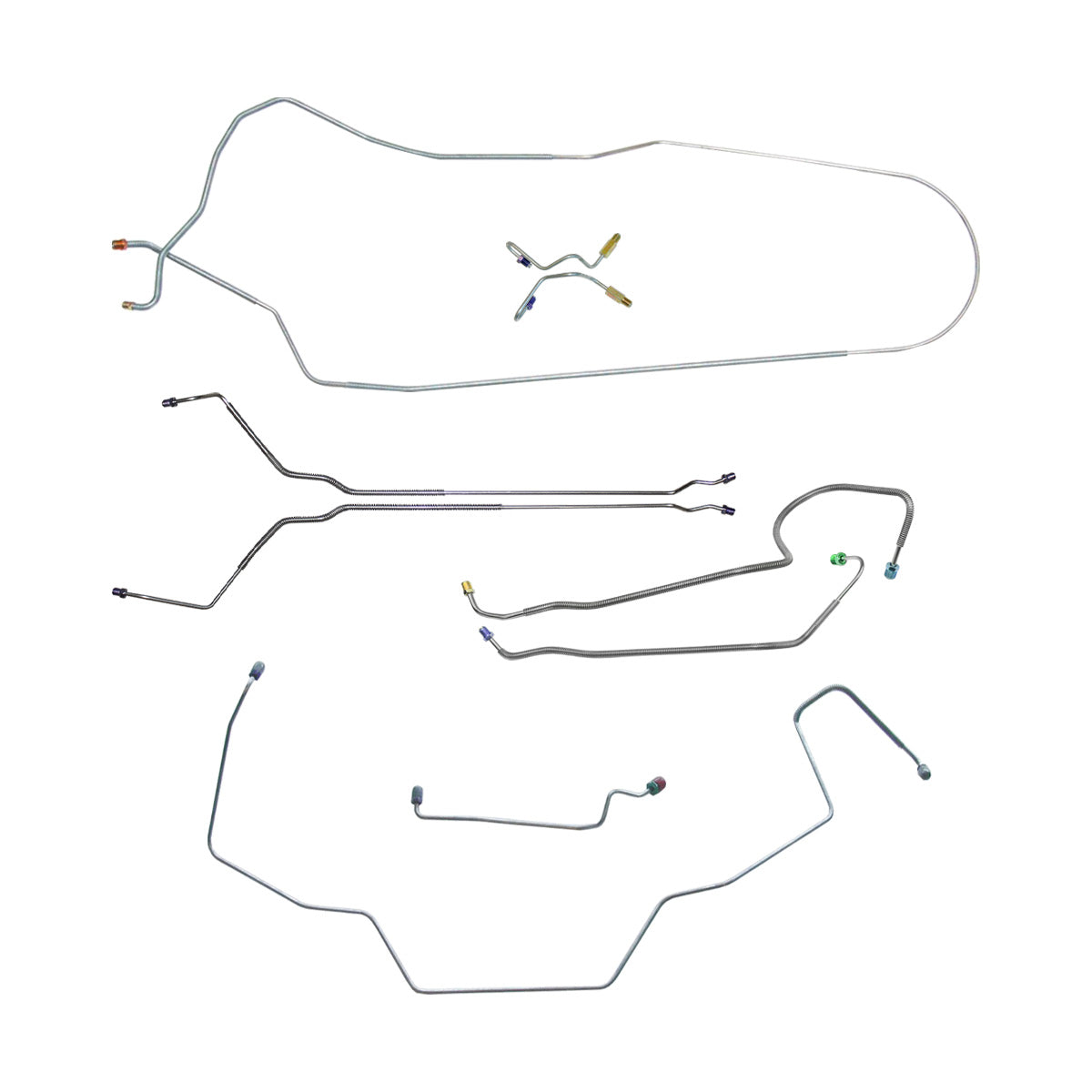 1968 Pontiac GTO/Tempest/LeMans Convertible Manual Drum Brake Line Kit w/Wheel Lines 9pc, OE Steel