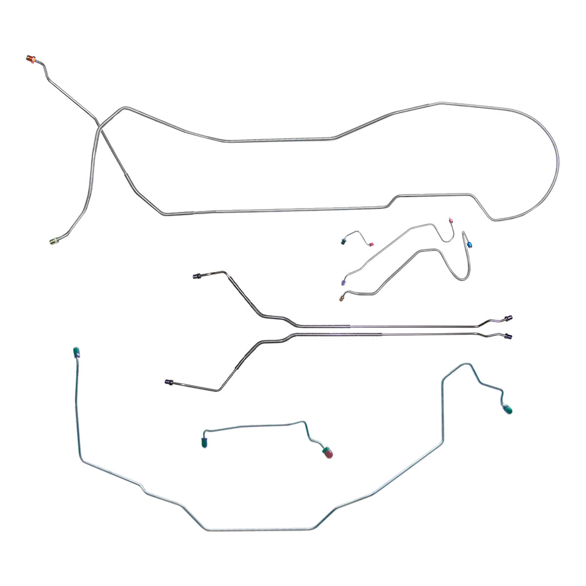 1969 Pontiac GTO/Tempest/LeMans Hardtop Manual Disc Complete Brake Line Kit 8pc, OE Steel