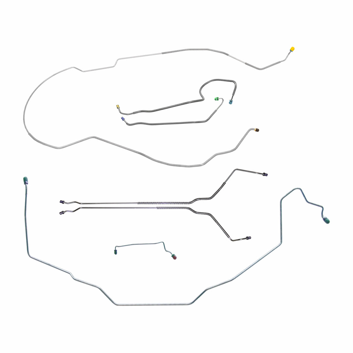 1970 Pontiac GTO Tempest LeMans Complete Manual Drum Full Brake Line Kit 7pc, HDT, OE Steel