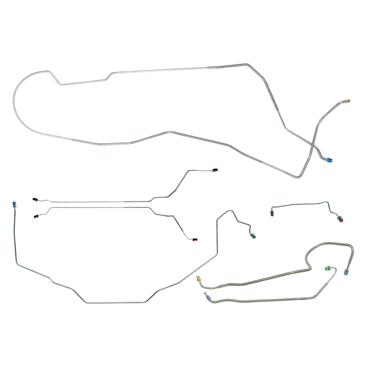 1971-72 Pontiac GTO LeMans Hardtop Manual Drum Complete Brake Line Kit 7pc, OE Steel