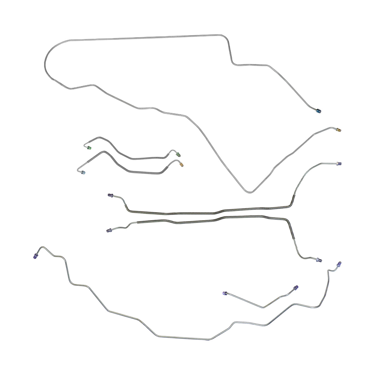 1976-77 Pontiac LeMans Manual Disc/Drum Complete Brake Line Kit 7pc, OE Steel