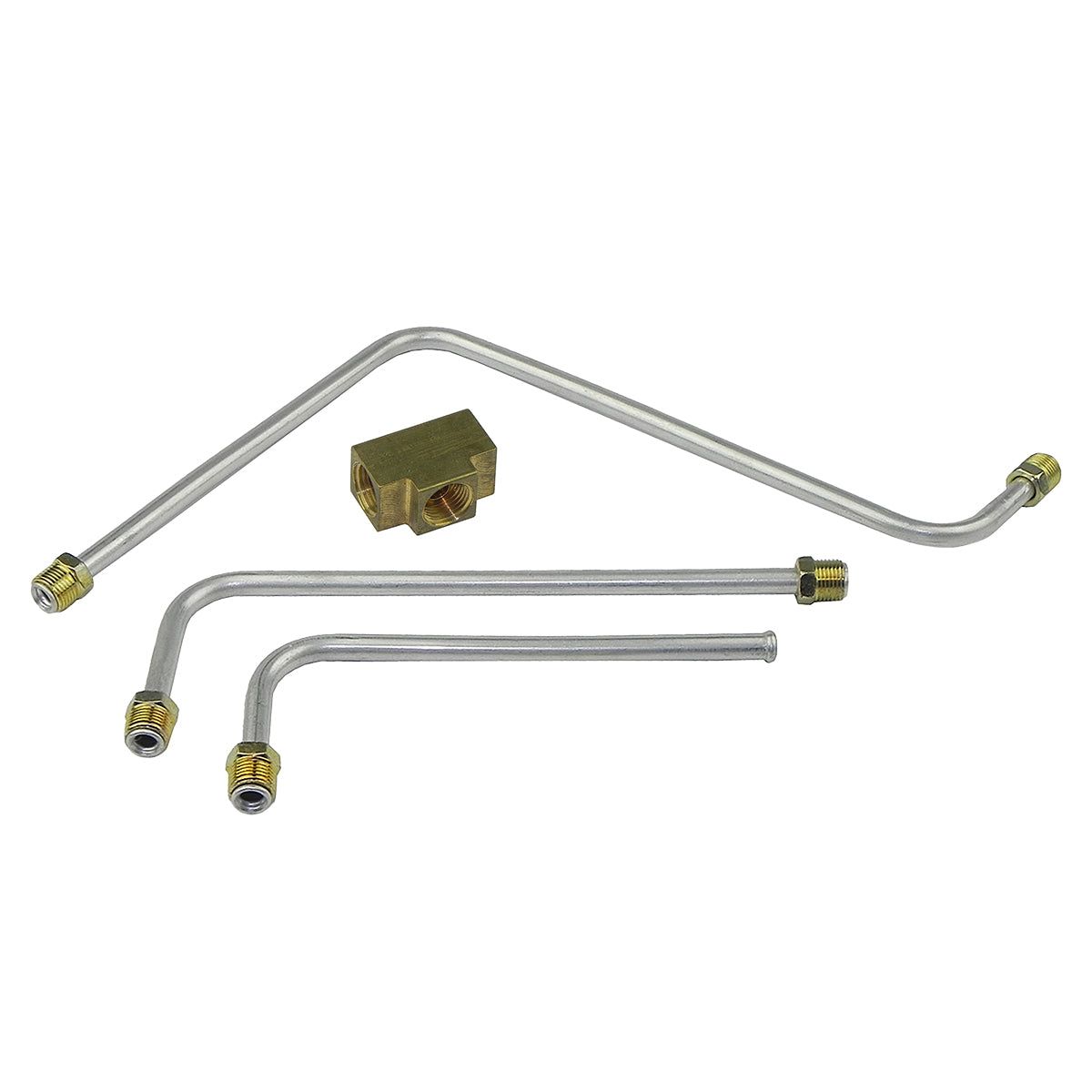 1962 Pontiac 421CID Super Duty Dual Quad 3/8" Pump to Carb Lines Original Style (Flat Bottom) 5/8-18 Thread Brass Block 4pc, Aluminum