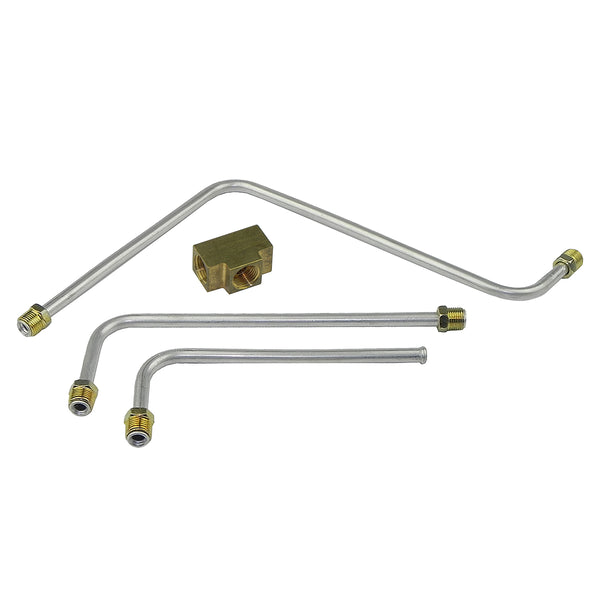 1962 Pontiac 421CID Super Duty Dual Quad 3/8" Pump to Carb Lines Original Style (Flat Bottom) 5/8-18 Thread Brass Block 4pc, Aluminum