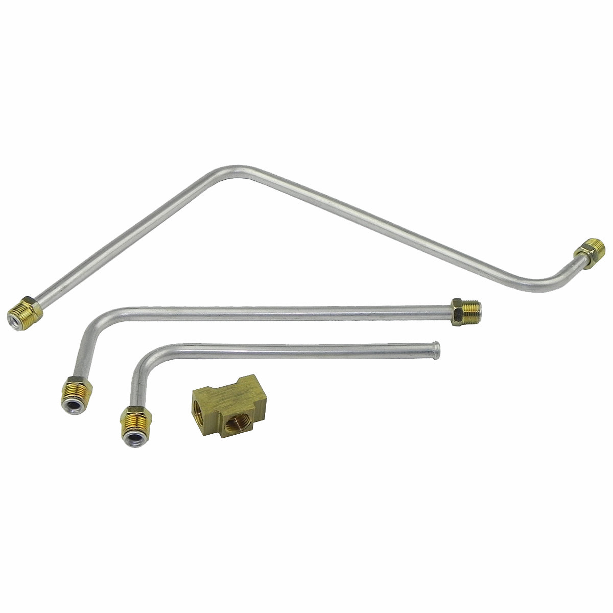 1962 Pontiac 421CID Super Duty Dual Quad 3/8" Pump to Carb Lines w/Aftermarket Style (Notch Bottom) 4pc, OE Steel