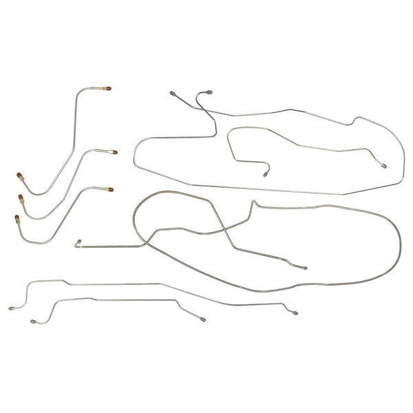 1965-66 Plymouth Fury I/II/III/Sport Fury Power Drum Brake Line Kit 6pc, OE Steel