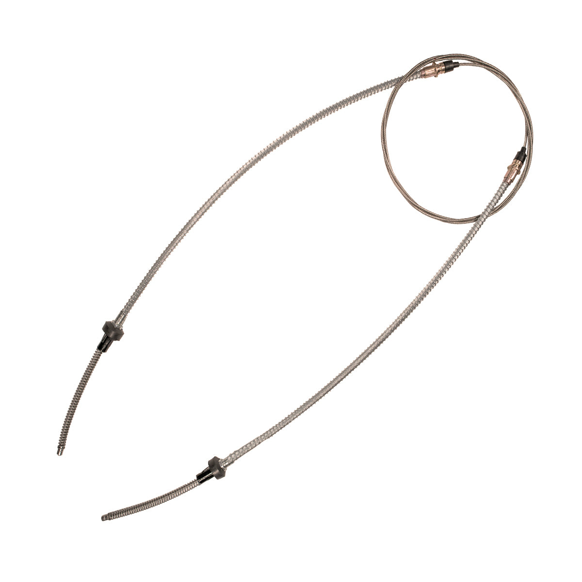 1954-56 Ford Pass Car Rear Parking Brake Cable, Loops for Both Wheels, OE Steel