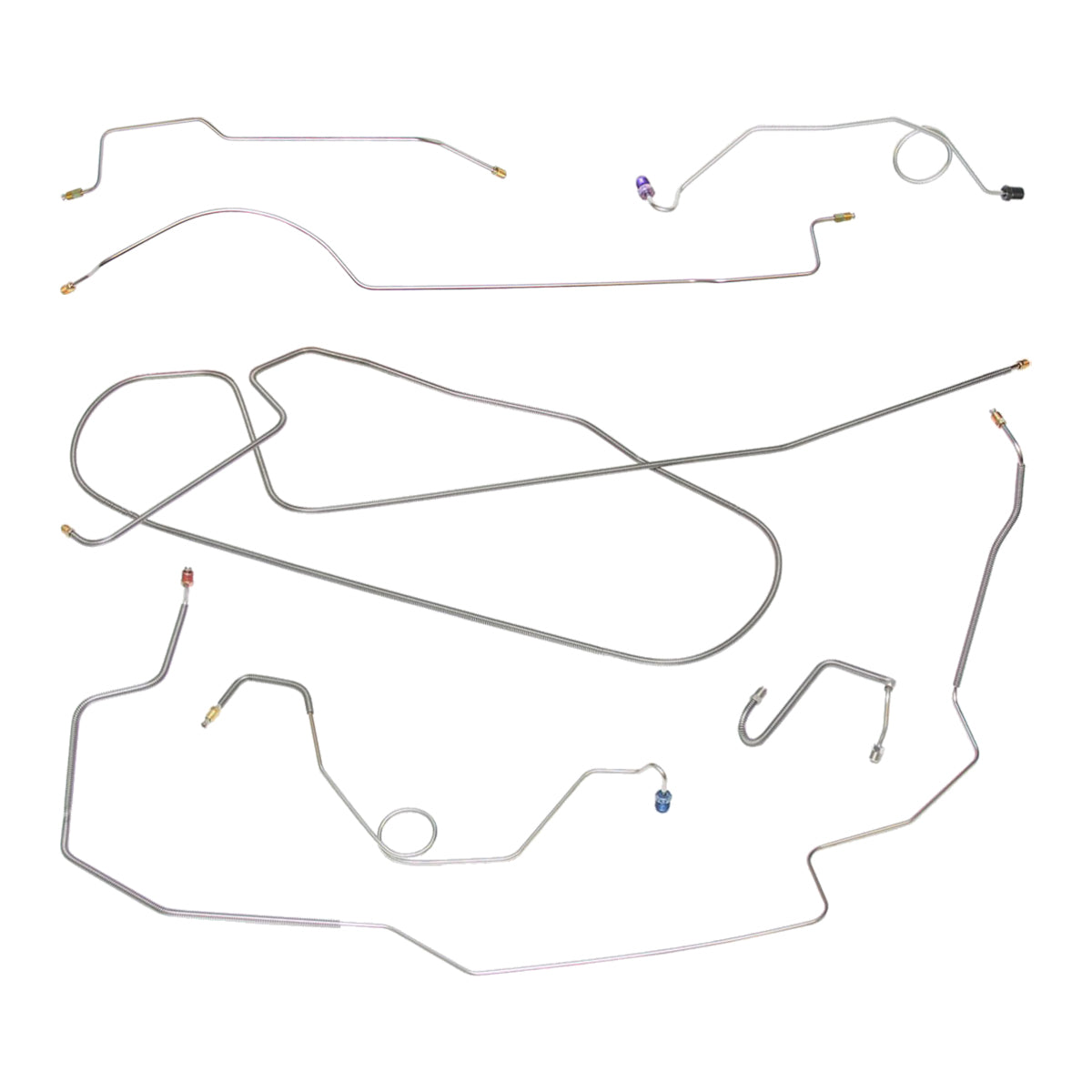 1971-72 American Motors Javelin Power Drum Brake Line Kit 8pc, Stainless
