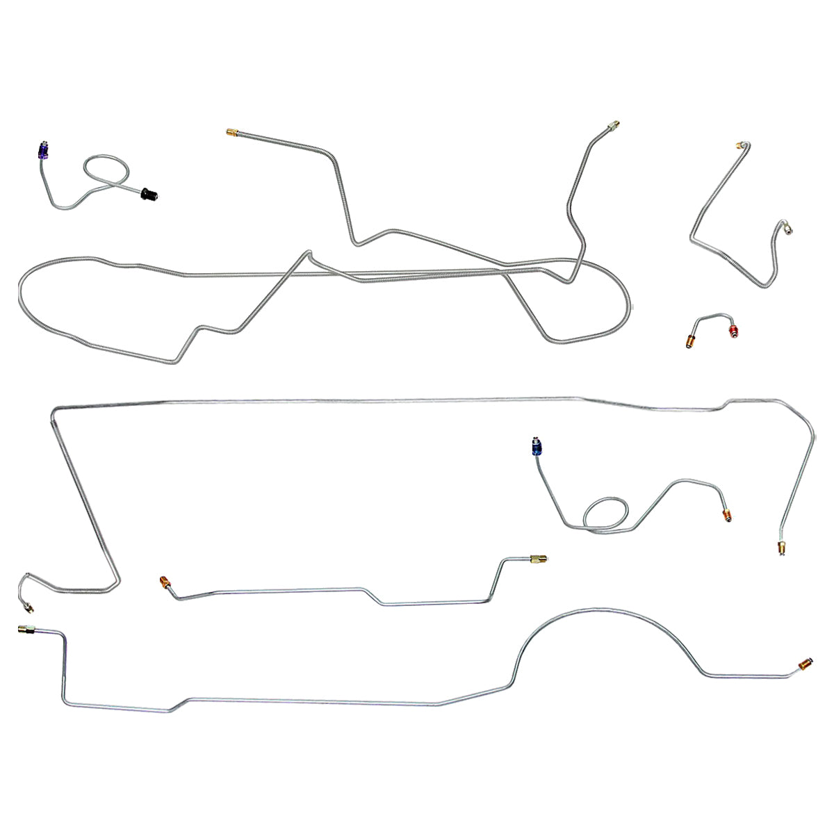 1971-74 American Motors AMX/Javelin Manual Disc Brake Line Kit 8pc, Stainless