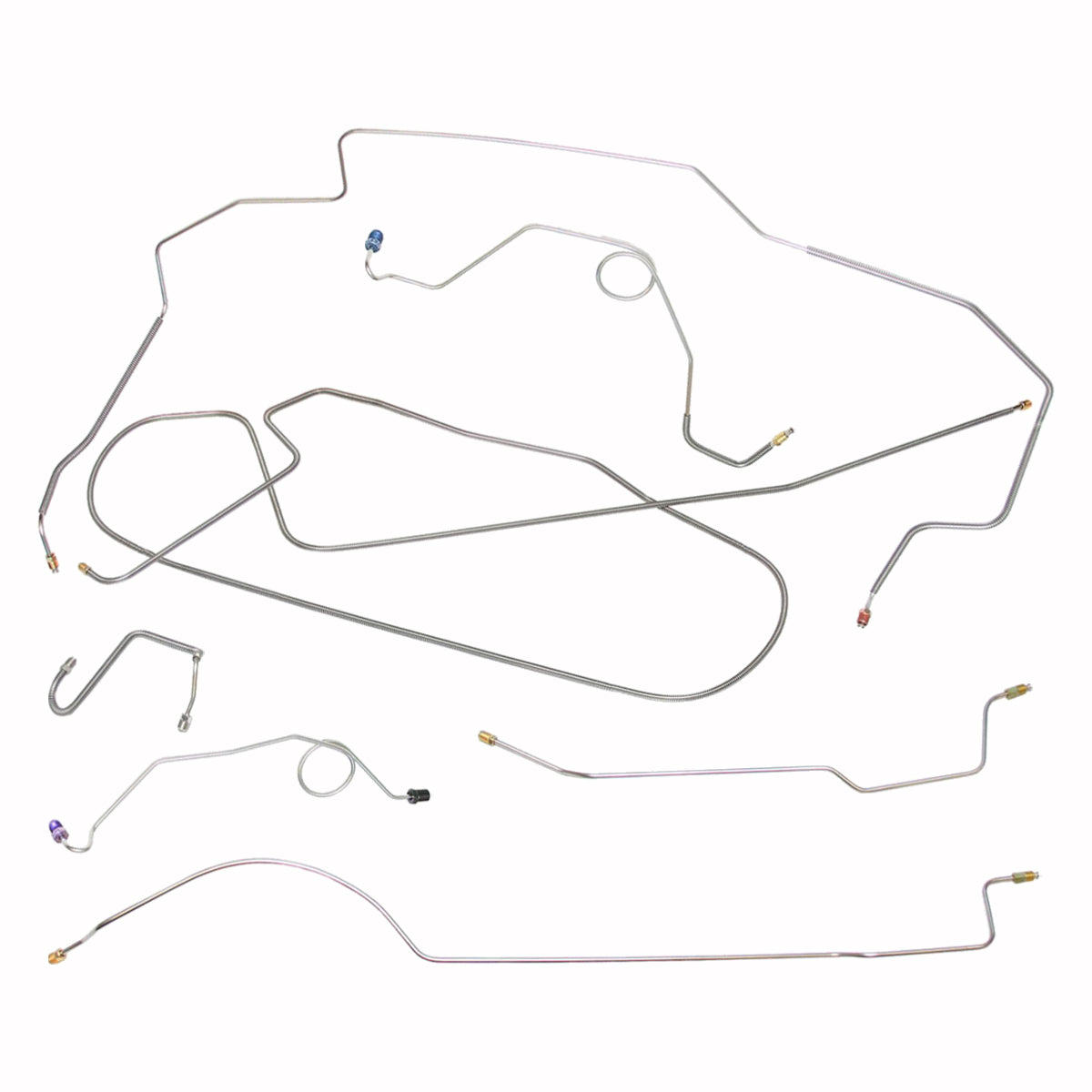 1968-69 American Motors Rambler Manual Drum Complete Brake Line Kit 8pc, Stainless
