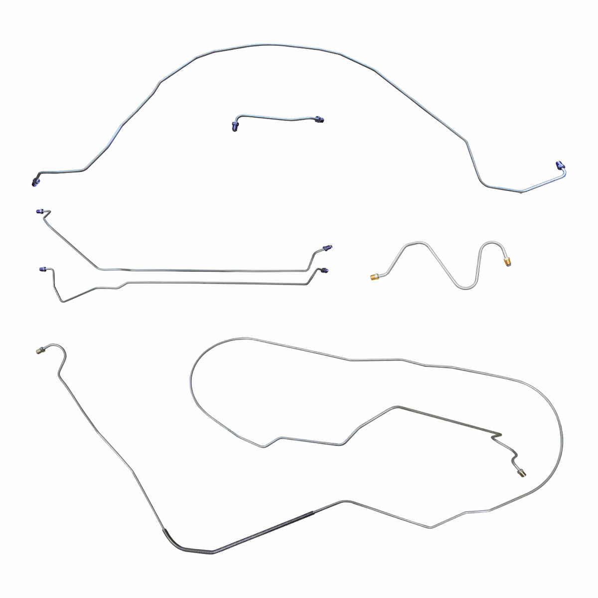 1966 Buick Special/Skylark Convertible (Non-GS) w/1/4" F to R Manual Drum Brake Line Kit 6pc, Stainless