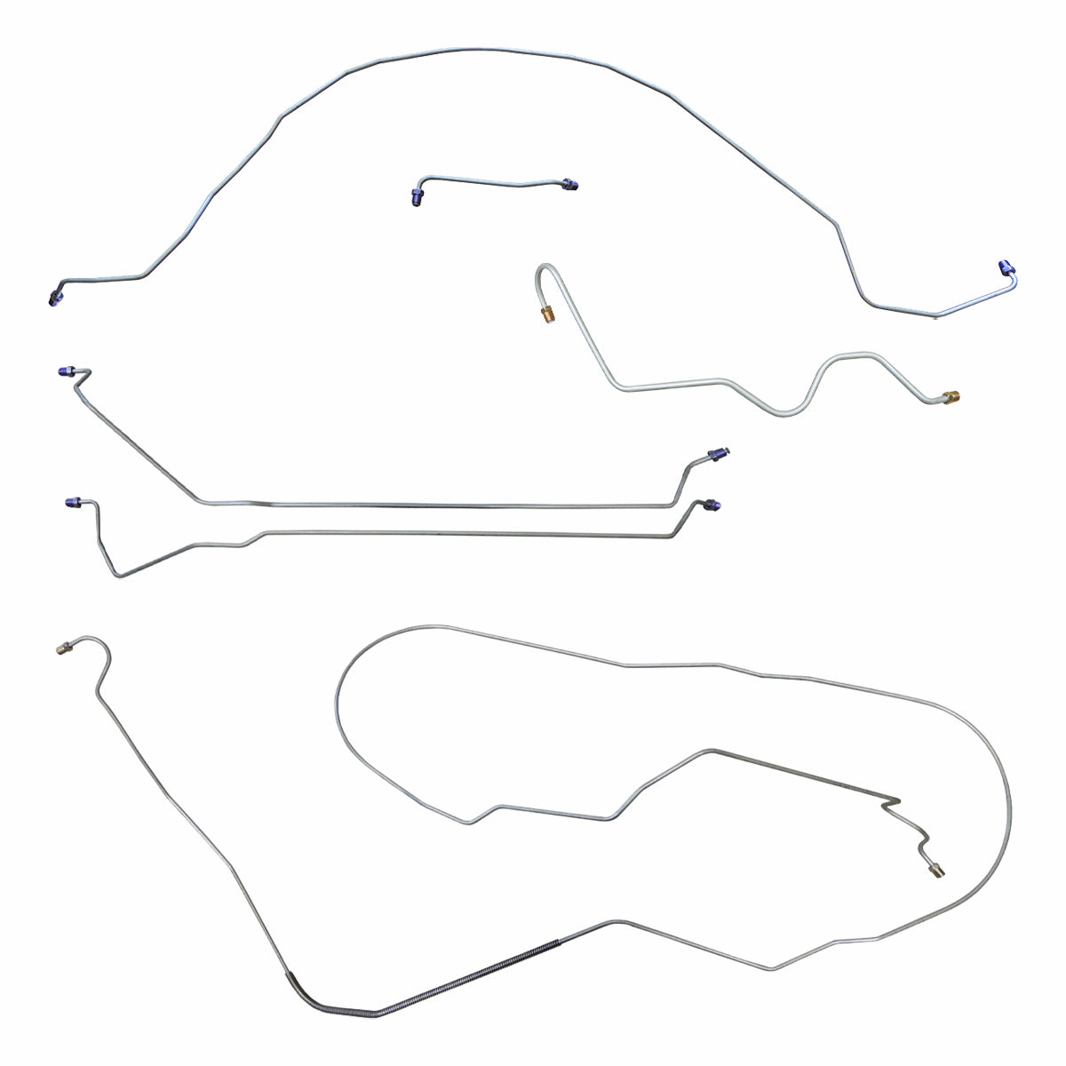 1966 Buick Special/Skylark Hardtop (Non-GS) w/3/16" F to R Power Drum Brake Line Kit 6pc, Stainless