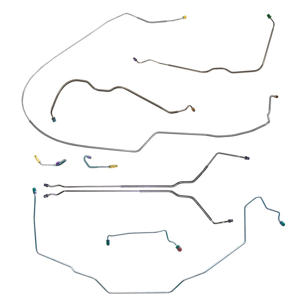 1971-72 Buick Skylark/GS Convertible Power Drum Complete Brake Line Kit (w/Wheel Lines) 9pc, Stainless