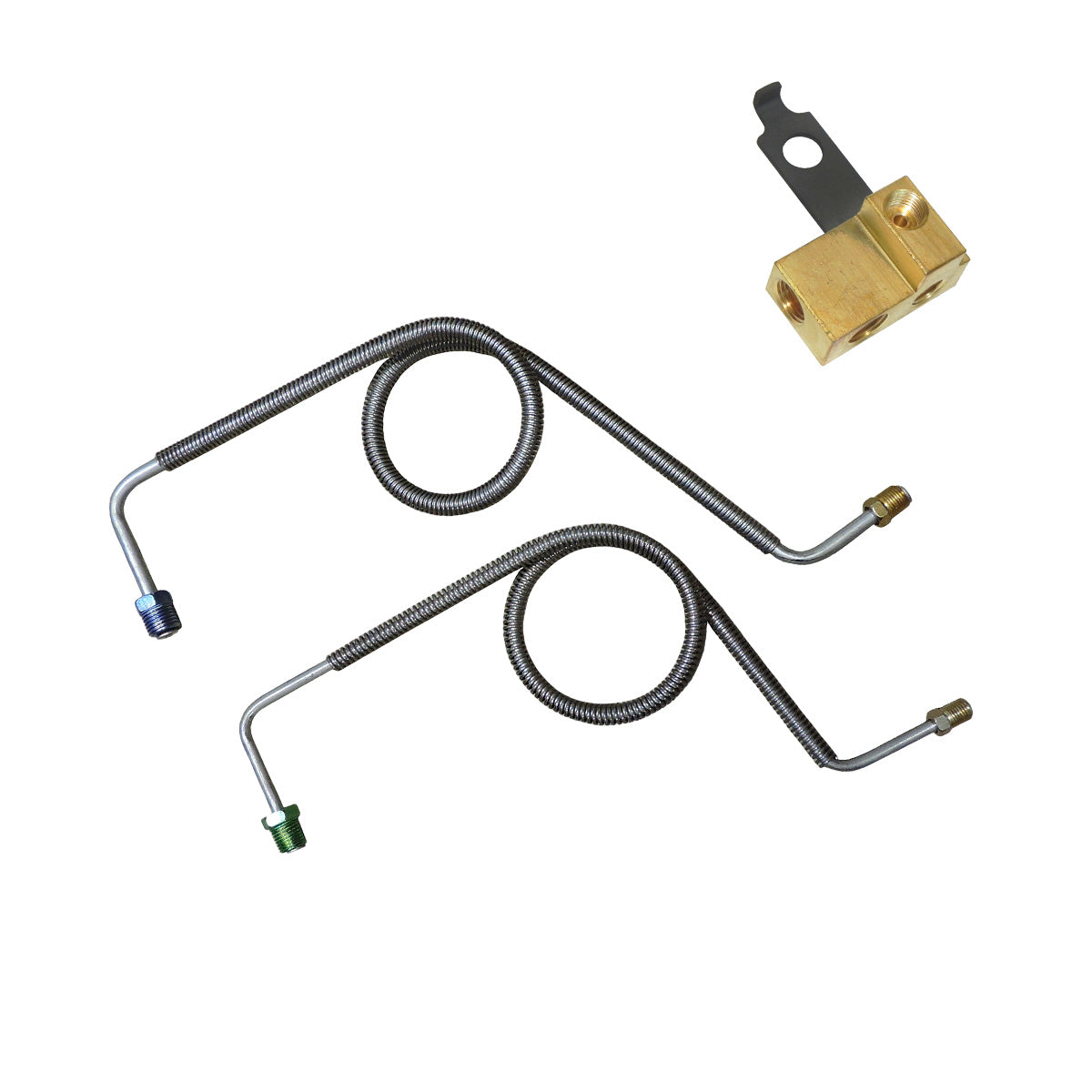 1964-65 GM A-Body Dual Master Conversion Block With Master Cylinder Lines Manual Brakes Stainless