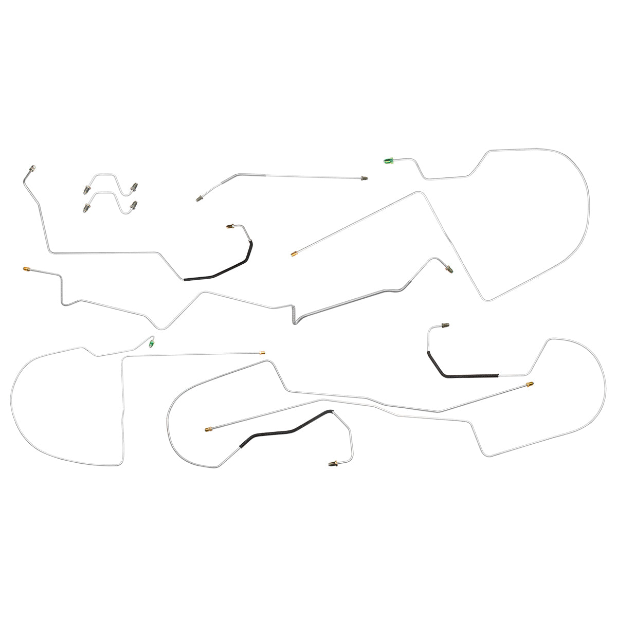 1996-99 GM LeSabre Bonneville Regency 88 Aurora, Rear Drum ABS & Traction Control, Front to Rear Brake Line Kit, 8pc, Stainless