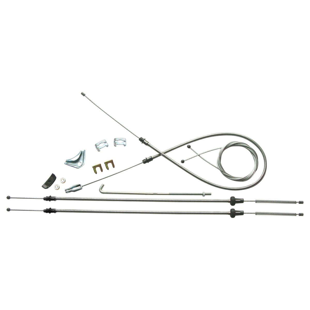 1967-74 A-Body Complete Parking Brake Cable Kit With Intermediate Cable Stainless
