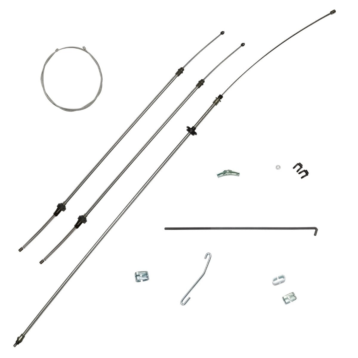 1970-71 E-Body Mopar Complete Parking Brake Cable Kit, Cuda With Intermediate Stainless