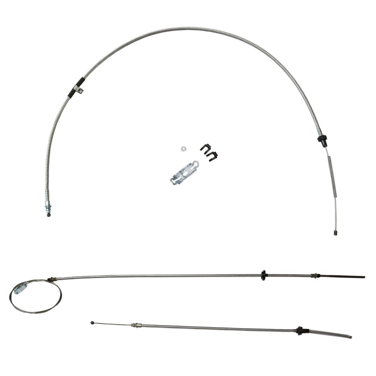 1970-74 E-Body Mopar Complete Parking Brake Cable Kit, Cuda Without Intermediate Stainless