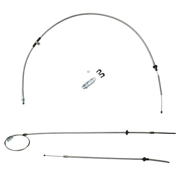 1970-74 E-Body Mopar Complete Parking Brake Cable Kit, Cuda Without Intermediate Stainless