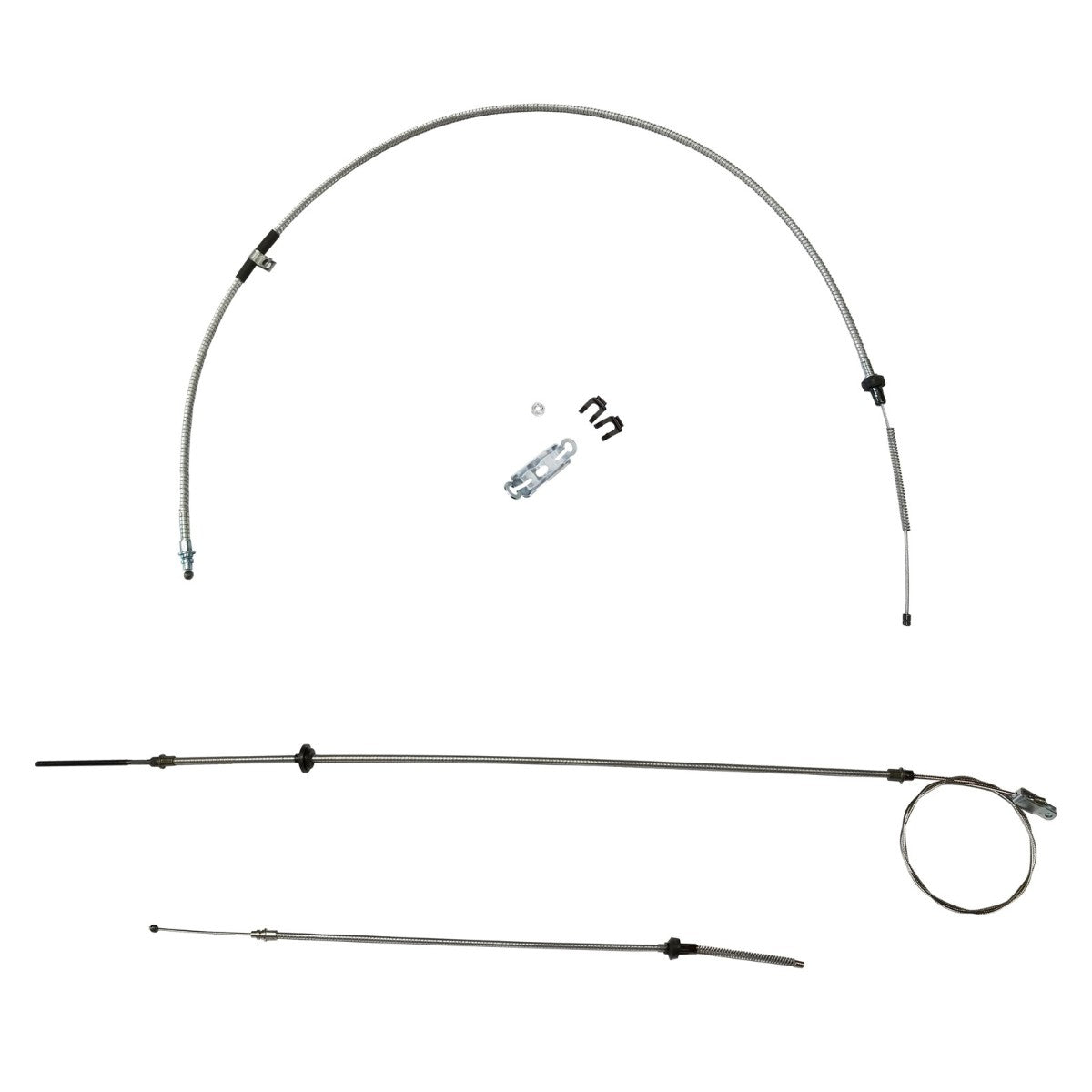 1970-74 E-Body Mopar Complete Parking Brake Cable Kit, Challenger Without Intermediate Stainless