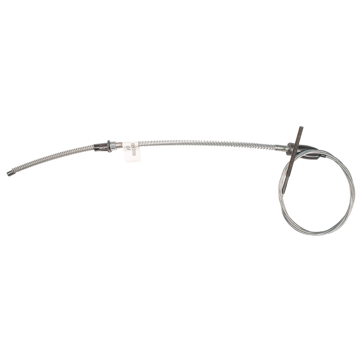 1963 GM Truck 1/2 Ton 2wd Longbed Rear Cable, Snap-into 96" Backing Plate, Threaded Rod on End, Stainless