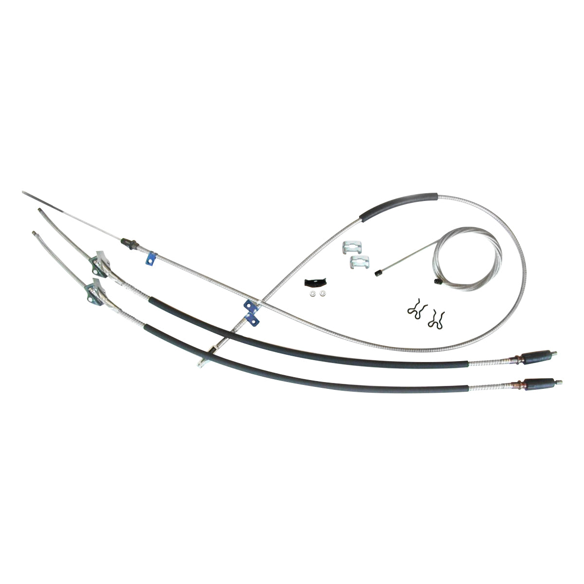 1966 Chevrolet GMC Truck T400 Long Bed 3/4 Ton Leaf Rear Complete Parking Brake Cable Kit, Stainless