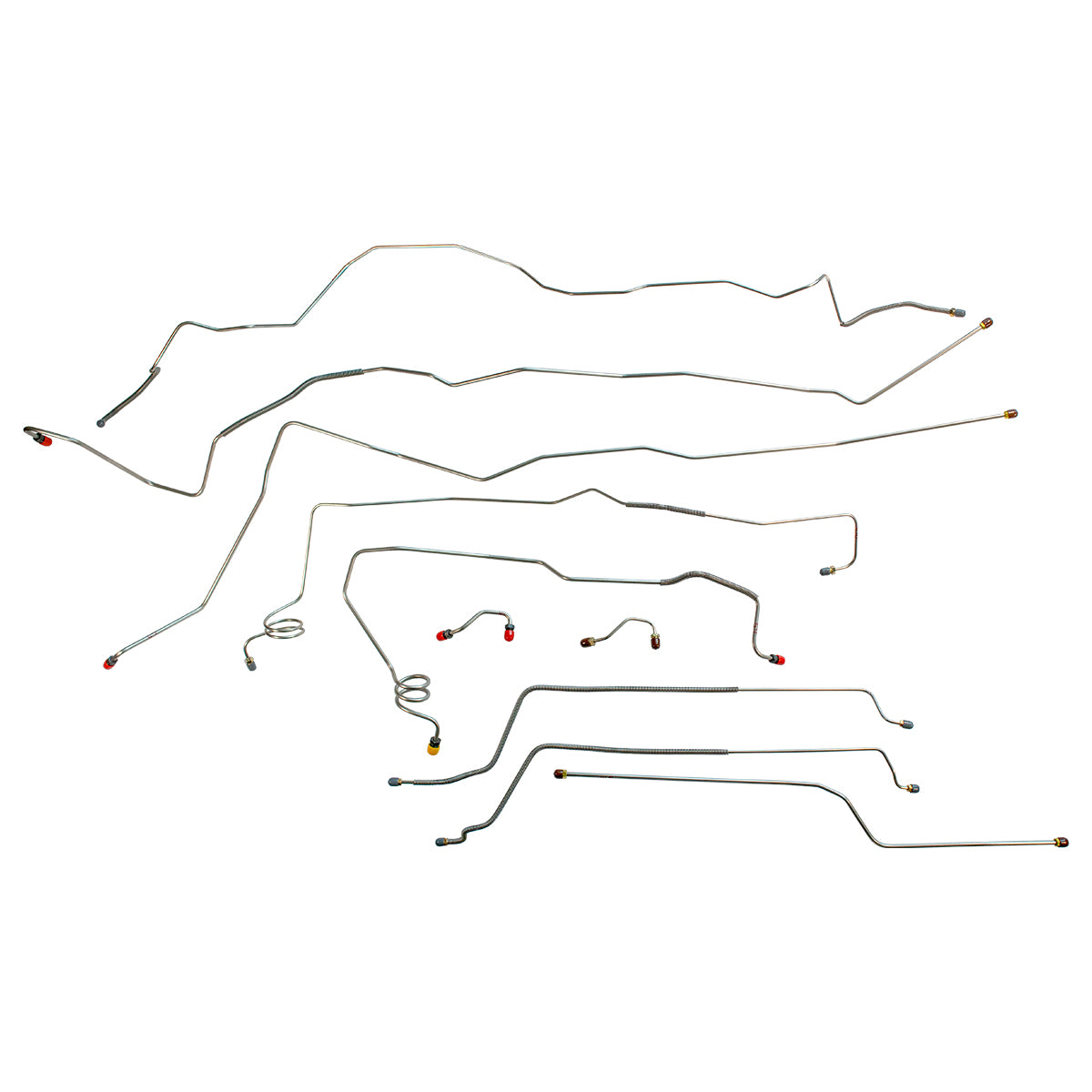 1990-92 Cadillac Brougham 121" WB RWD with ABS Power Disc Complete Brake Line Kit, 10pc Stainless