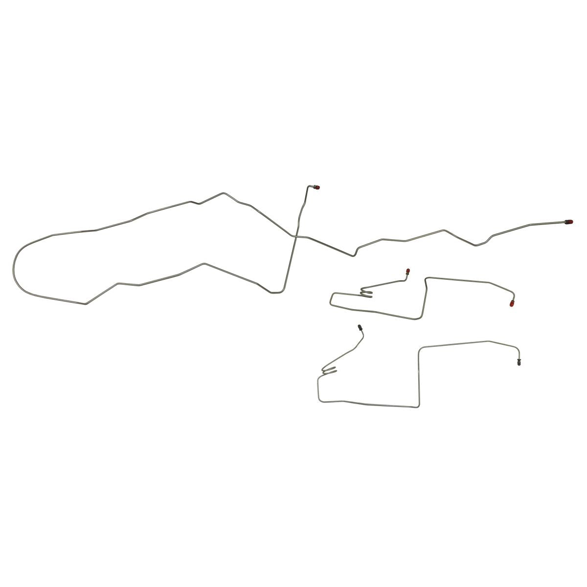 1995-1996 Cadillac Fleetwood Sedan, Power Disc Rear Drum Non Traction Control, Mid Chassis Brake Line Kit, 3pc - Stainless Steel