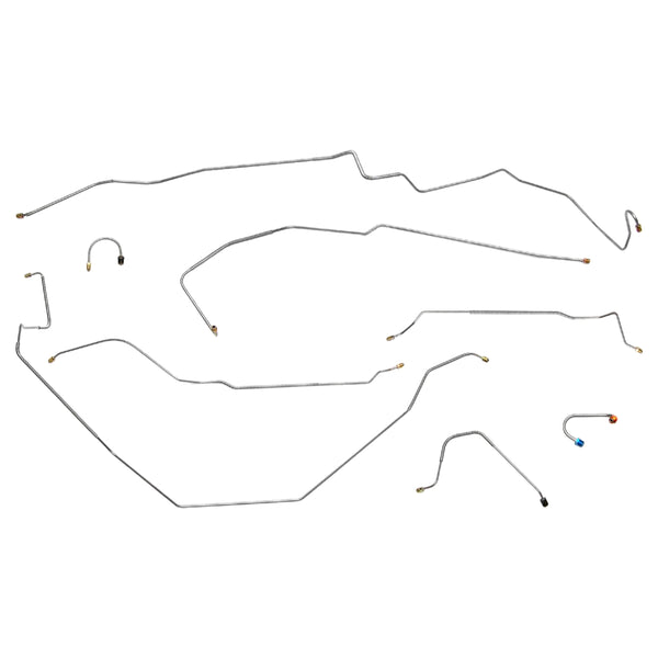 1967 Chevrolet Camaro Manual Drum Complete Brake Line Kit w/ Two Piece F to R, 8pc, Stainless