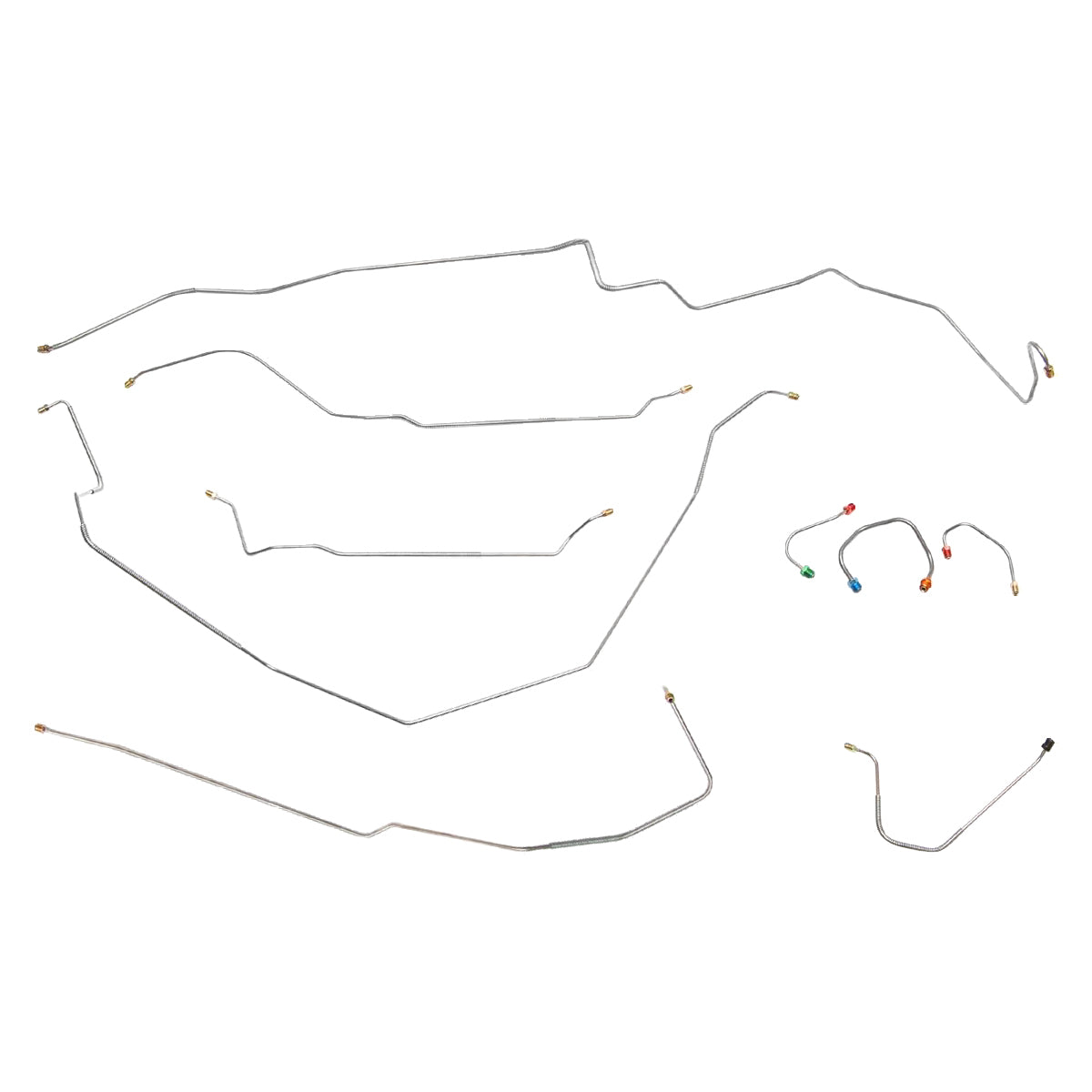 1967 Chevrolet Camaro 2pc F to R Manual Disc Brake Line Kit 9pc, Stainless