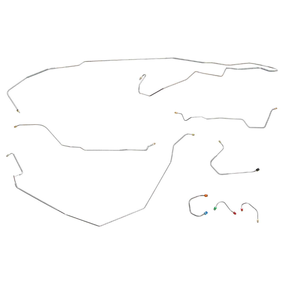 1968 Chevrolet Camaro w/One-Piece F to R Manual Disc Brake Line Kit 8pc, Stainless