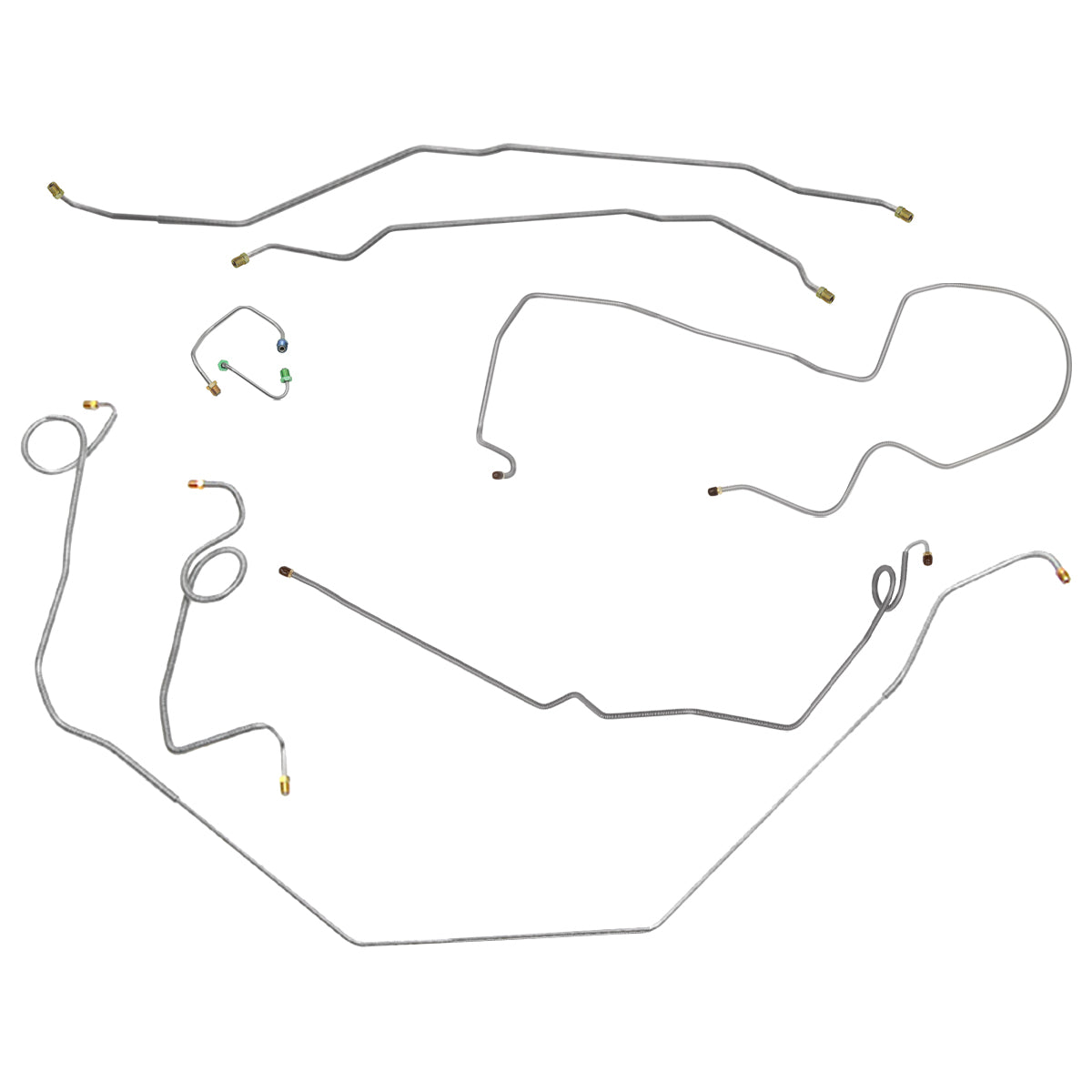 1969 Chevrolet Camaro Complete Power Drum Brake Line Kit 8pc, 2pc Front to Rear, Stainless