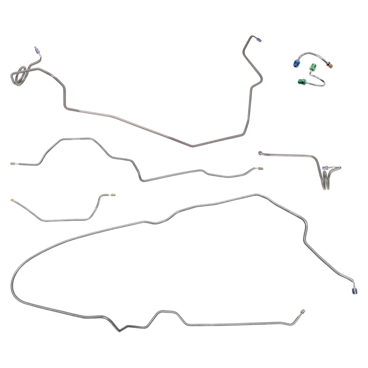 1976-77 Chevrolet Camaro Complete Manual Disc Brake Line Kit 7pc, Stainless