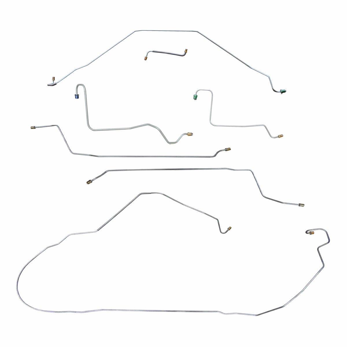 1967 Chevrolet El Camino Non-SS (Only) Power Drum Brake Line Kit 7pc, Stainless