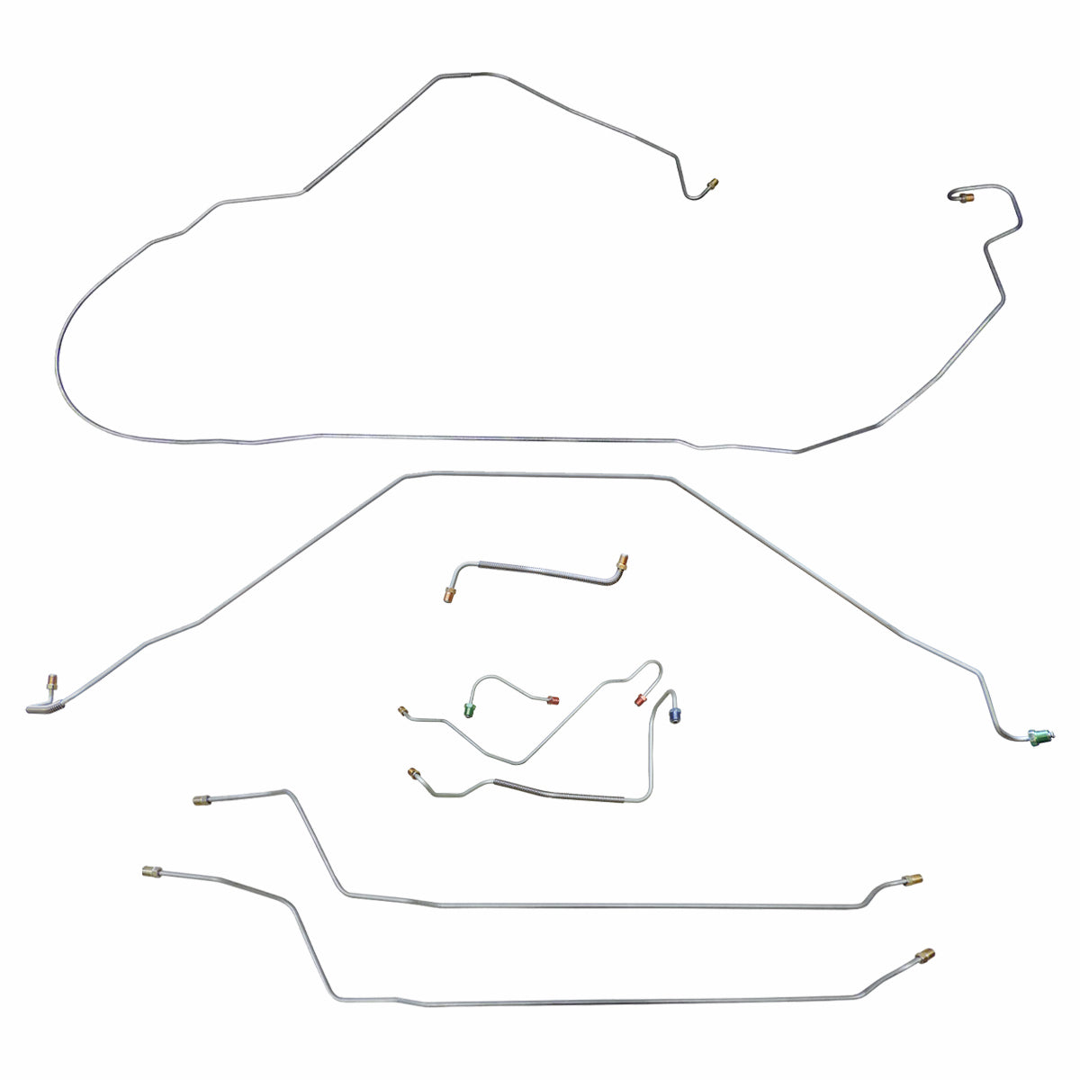 1967 Chevrolet El Camino Non-SS (Only) Power Disc Complete Brake Line Kit 8pc, Stainless