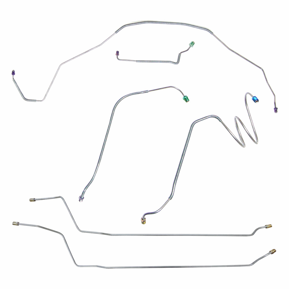 1968 Chevrolet El Camino SS (Only) Manual Drum Brake Line Kit 7pc, Stainless