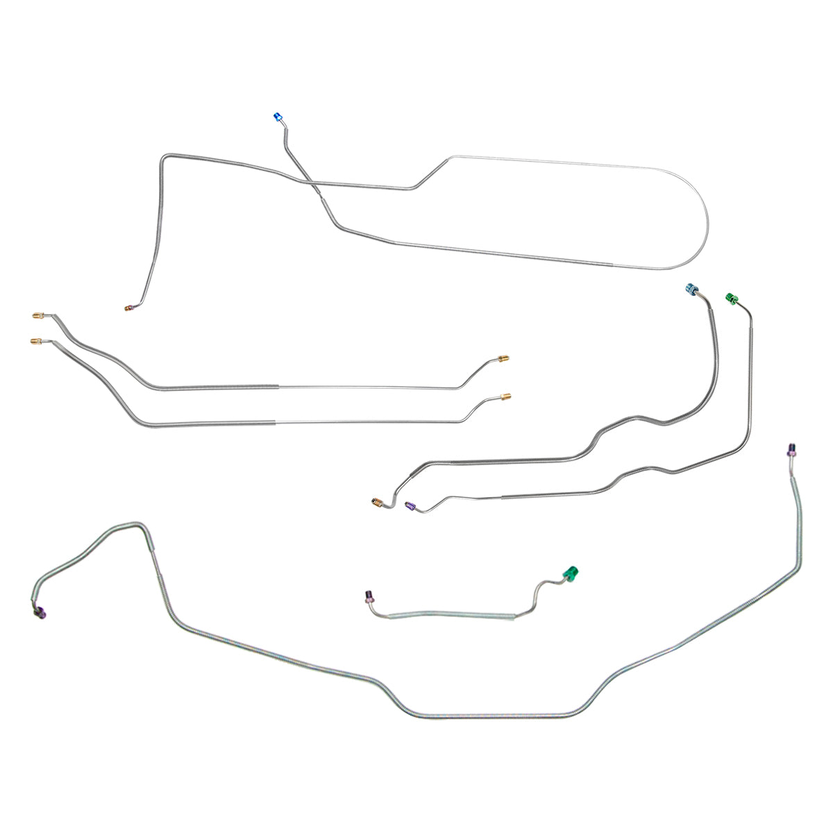 1970-72 Chevrolet El Camino/SS Power Drum Brake Line Kit 7pc, Stainless