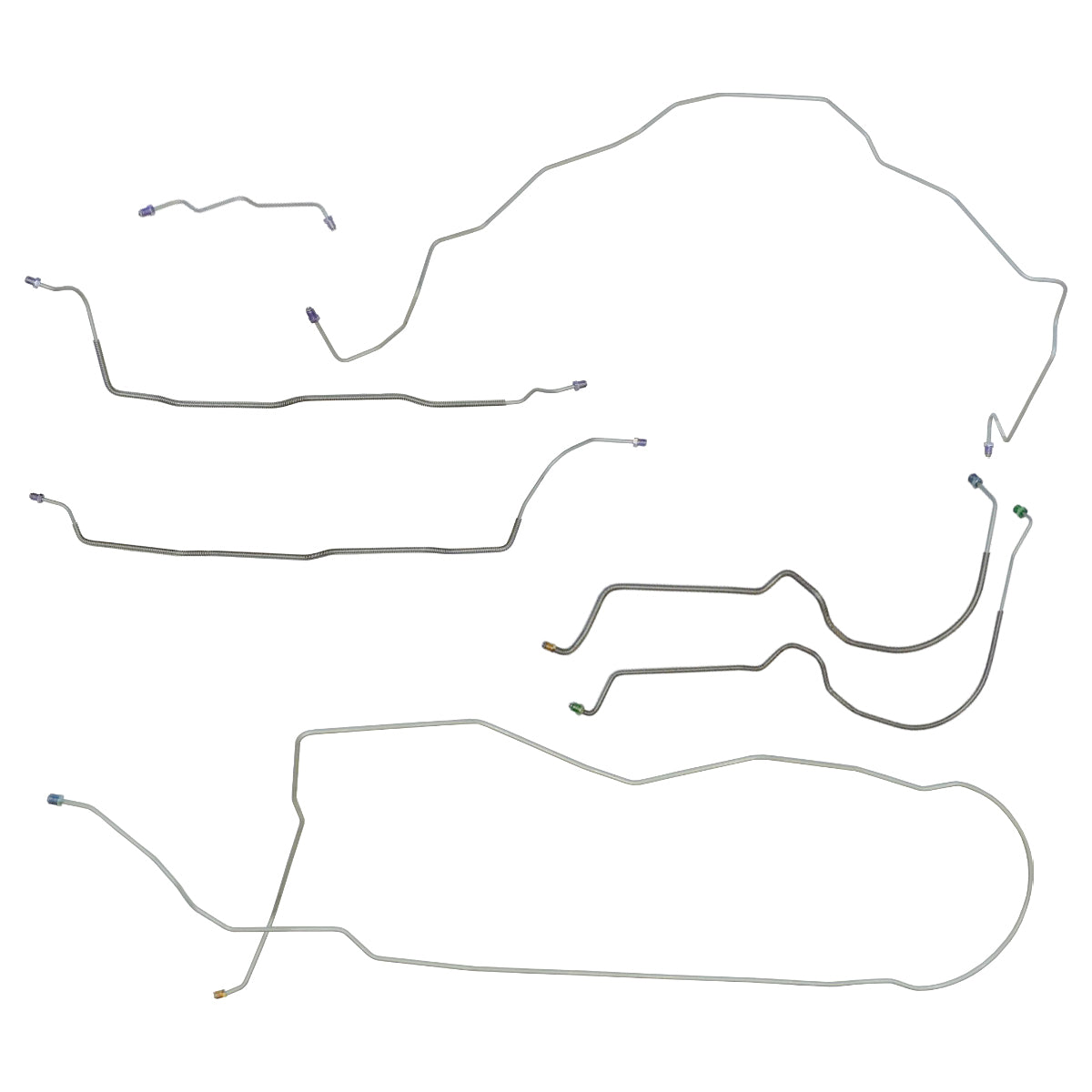 1976-77 Chevrolet El Camino SS Power Disc Brake Line Kit 7pc, Stainless