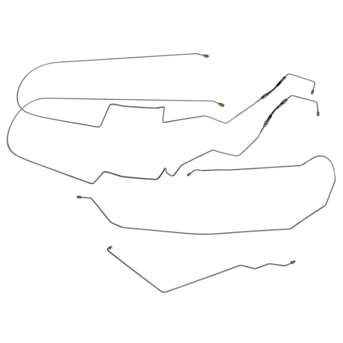 2006-13 Chevrolet Impala Four-Wheel Disc w/ABS Mid-Chassis Brake Line Kit (w/Flex) 4pc, Stainless