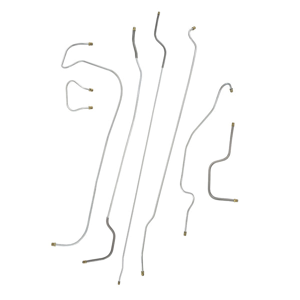 1937 Chevrolet All 112.3" WB Straight Front Axle Drum Brake Line Kit 7pc, OE Steel