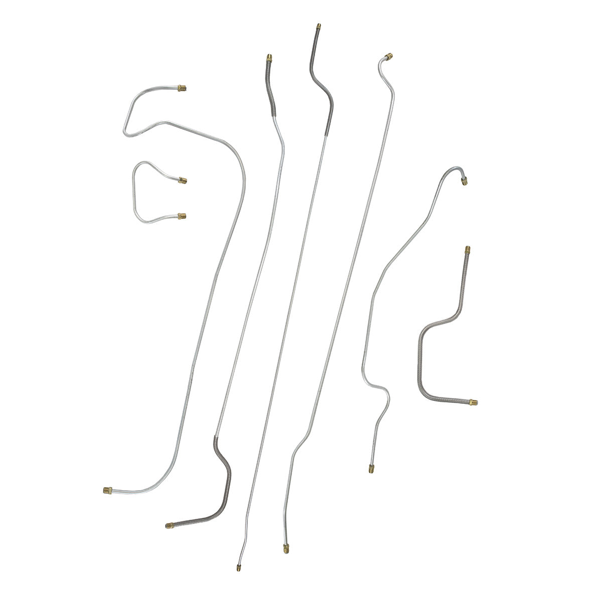 1937 Chevrolet All 112.3" WB Straight Front Axle Drum Brake Line Kit 7pc, OE Steel