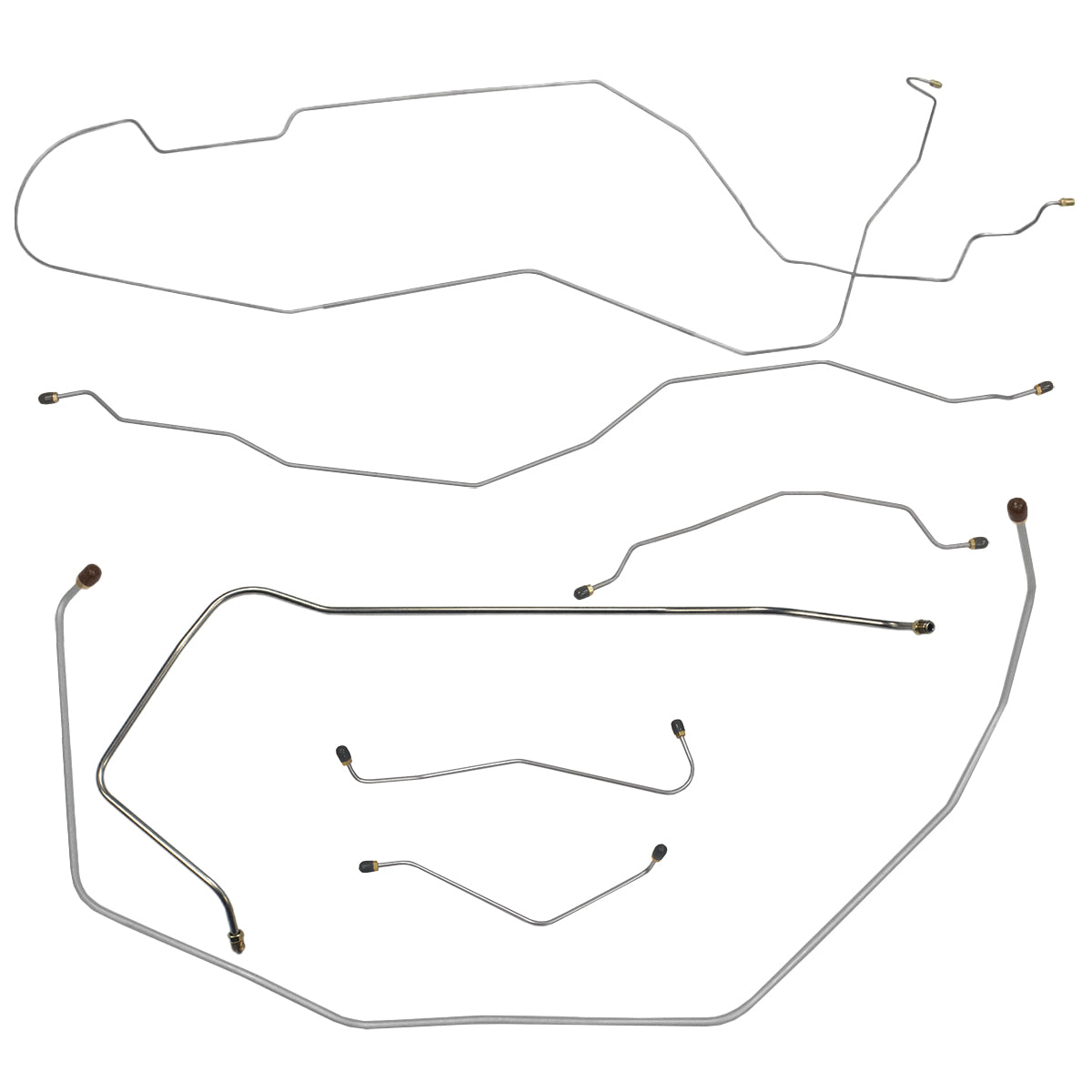 1955 Chevrolet Bel Air w/Dual Exhaust Outside Frame Manual Brake Line Kit 7pc, Stainless (E-13)