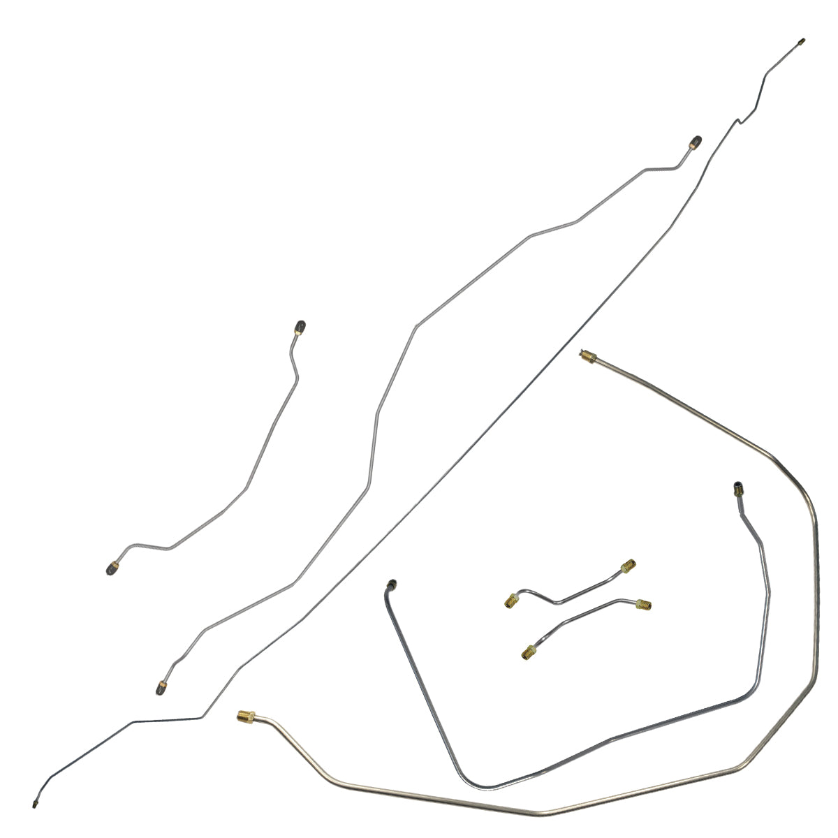 1956 Chevrolet Bel Air Power Brake Line Kit, Single Exhaust - Inside Frame, 7pc - Stainless Steel