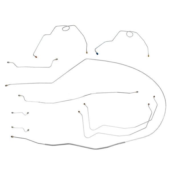 1957 Chevrolet Bel Air Drum/Drum w/Dual M/C (F to R Runs Outside Frame) Conversion Line Kit 9pc, Stainless