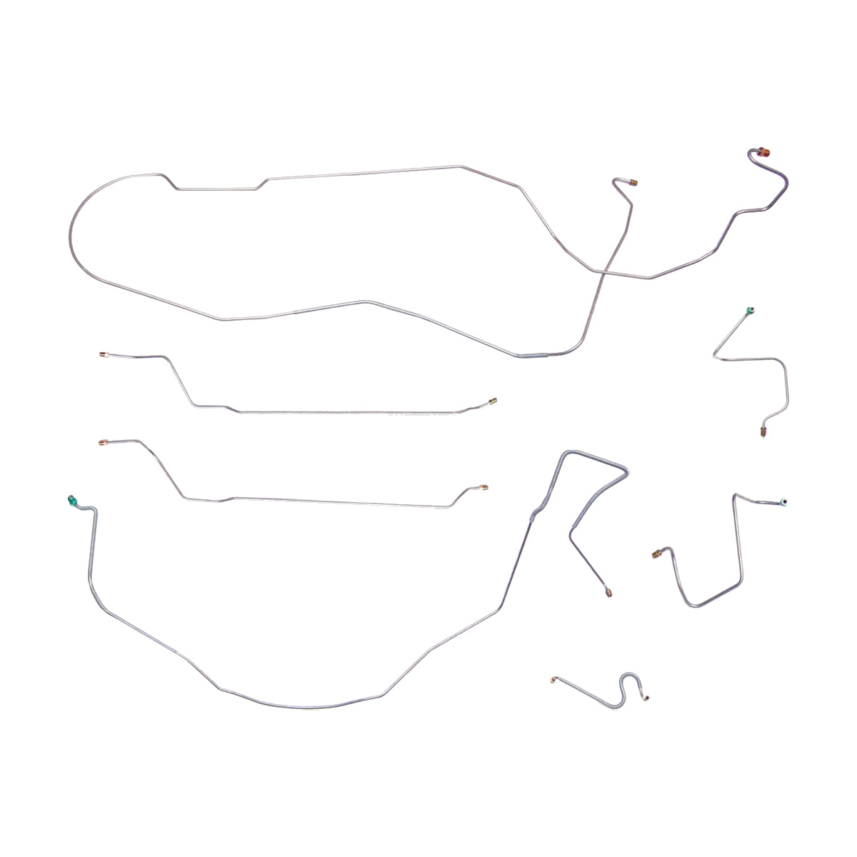 1967-68 Chevrolet Impala Inline 6CYL (Rear of Crossmember) Convertible Power Drum Brake Line Kit 7pc, Stainless
