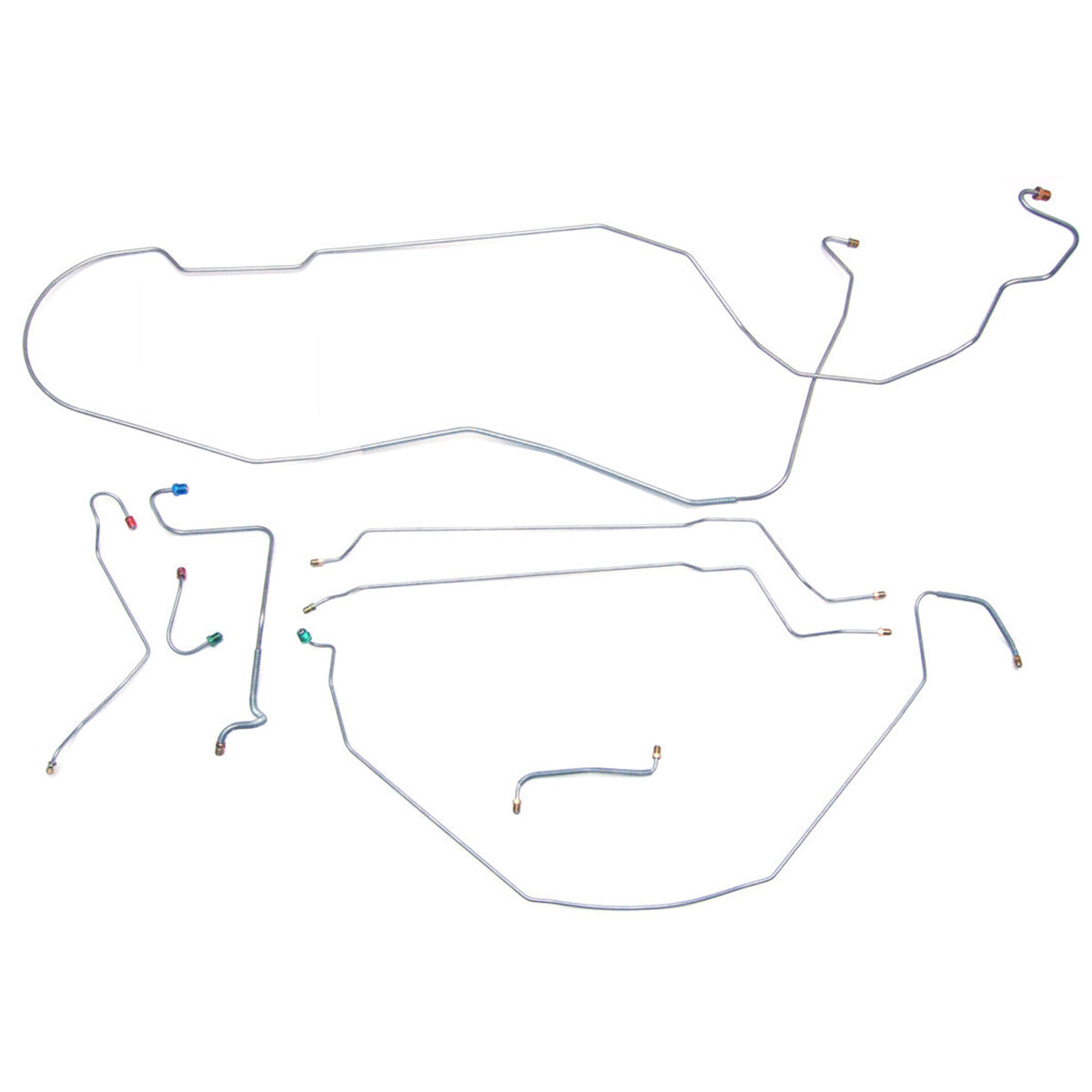 1967-68 Chevrolet Impala Inline 6CYL (Rear of Crossmember) Convertible Power Disc Brake Line Kit 8pc, Stainless