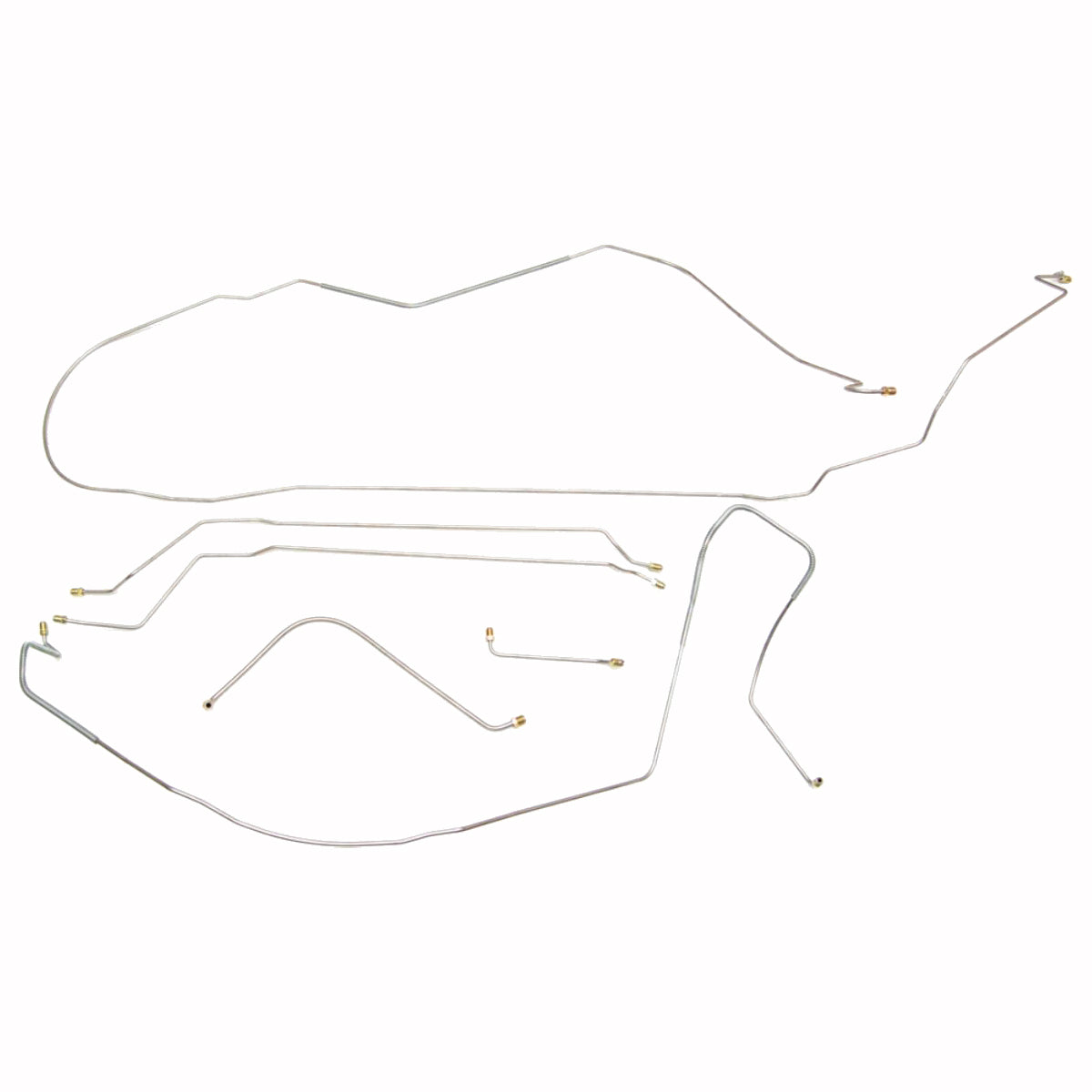 1965 Chevrolet Chevelle Malibu Complete Power Drum Brake Line Kit 6pc, Conv, Stainless
