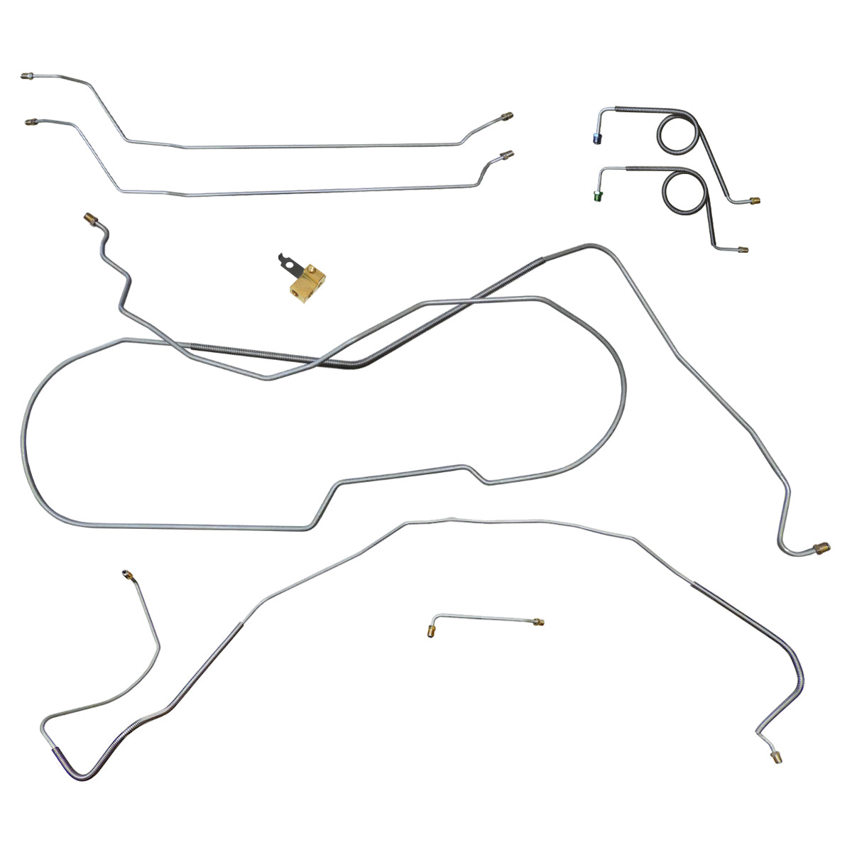1966 Chevelle/Malibu/SS Hardtop w/Block Mounted in Stock Location Manual Disc Brake Conversion Line Kit 8pc, Stainless