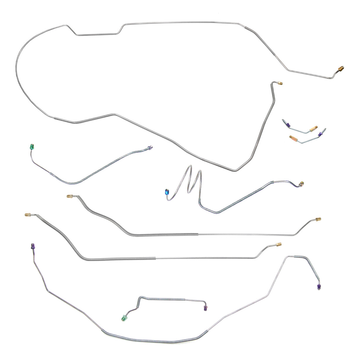 1968 Chevrolet Chevelle SS (Only) Hardtop Manual Drum Brake Line Kit w/Wheel Lines 9pc, Stainless